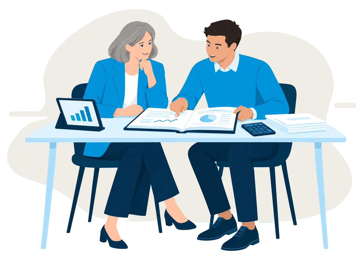 Coach und Gründer erarbeiten gemeinsam Businessplan und Finanzplanung